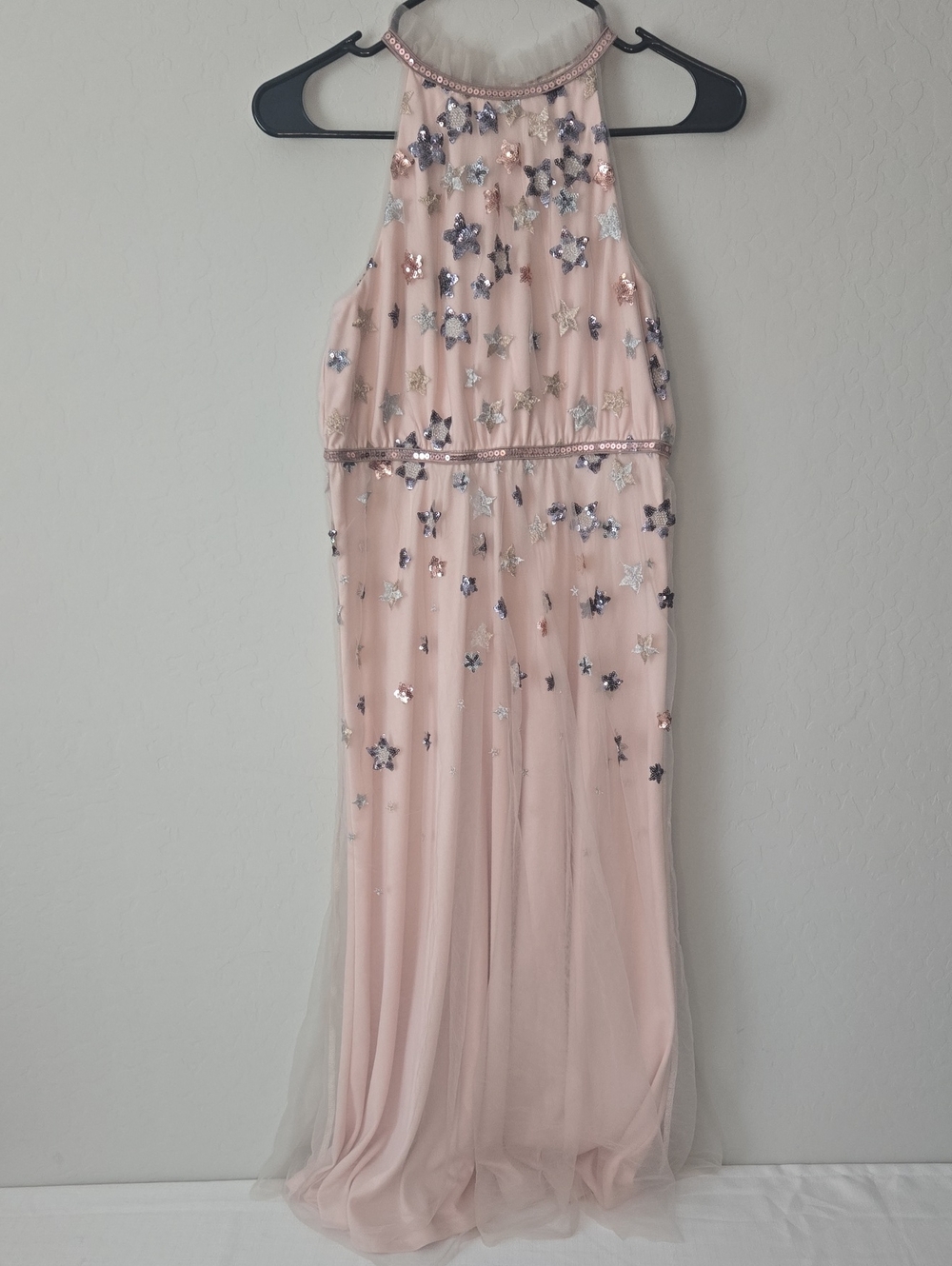 GB girls Pink Sequin Star Halter Formal Dress